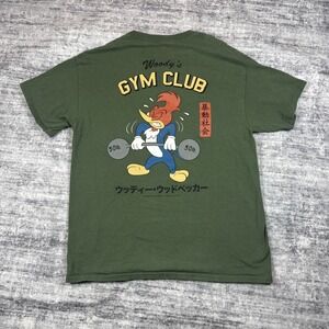 Vtg Riot Society x Woody Wood Pecker 2002 Graphic T Shirt Men's Size L Green